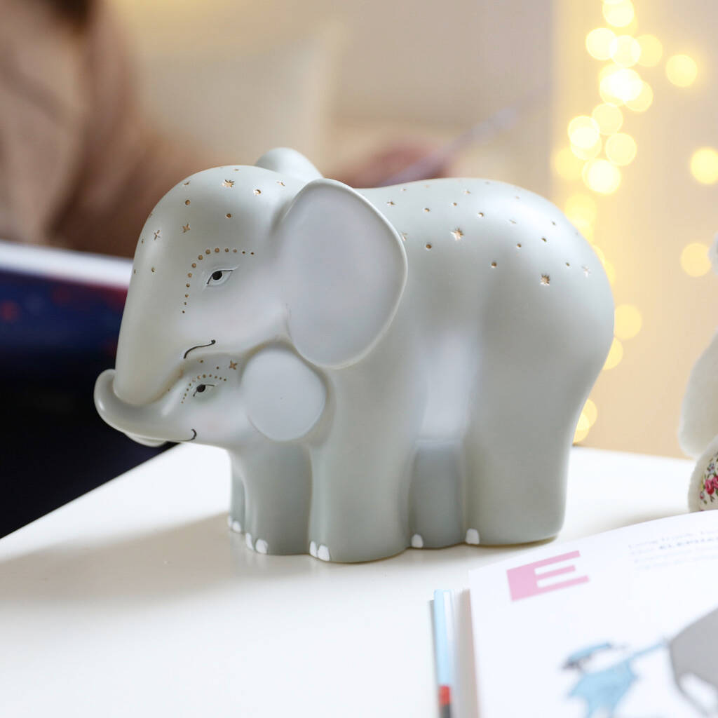 Mother And Baby Elephant Lamp By Lisa Angel