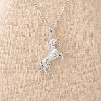 Personalised Sterling Silver And Gold Unicorn Pendant Necklace, 4 of 12