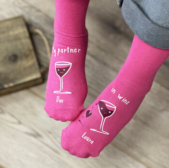 My Partner In Wine Personalised Socks, 3 of 8