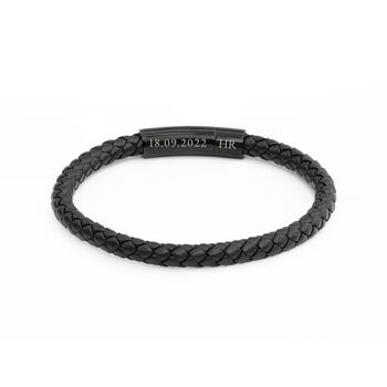 Personalised Men's Woven Black Leather Bracelet, 8 of 8