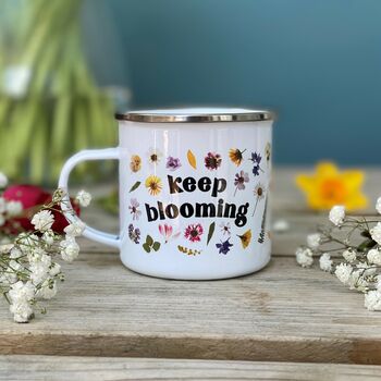 Keep Blooming Pressed Flower Enamel Mug, 3 of 7