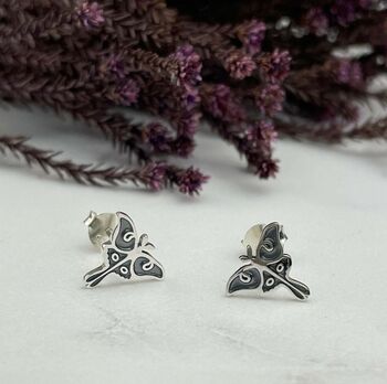 925 Sterling Silver Luna Moth Studs Earrings, 5 of 6