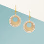 Pearlescent Taupe And Cream Circular Earrings • Gold Plated Sterling Silver Hooks, thumbnail 1 of 9