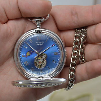 Silver Personalised Pocket Watch With Ornate Web Design, 2 of 4
