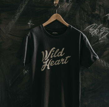Mens 'Wild Heart' Black Slogan T Shirt, 3 of 5