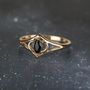 Vintage Style Two Moons Black Spinel Ring, thumbnail 1 of 4