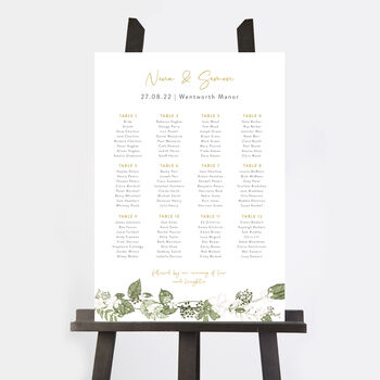 White Floral Personalised Wedding Table Plan, 2 of 3