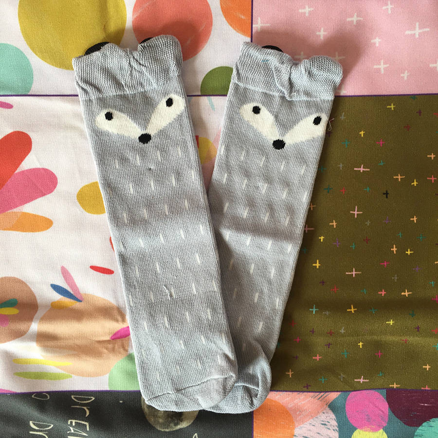 grey fox kiddo socks by nicola rowlands | notonthehighstreet.com