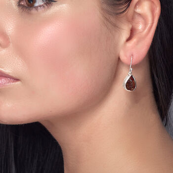 Garnet Gemstone Handmade Ladies Silver Earrings, 3 of 4