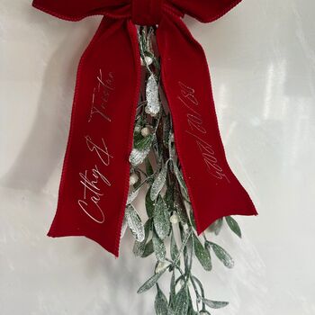 Glitter Mistletoe, Personalised Bow, Newly Wed Christmas Gift, 3 of 7