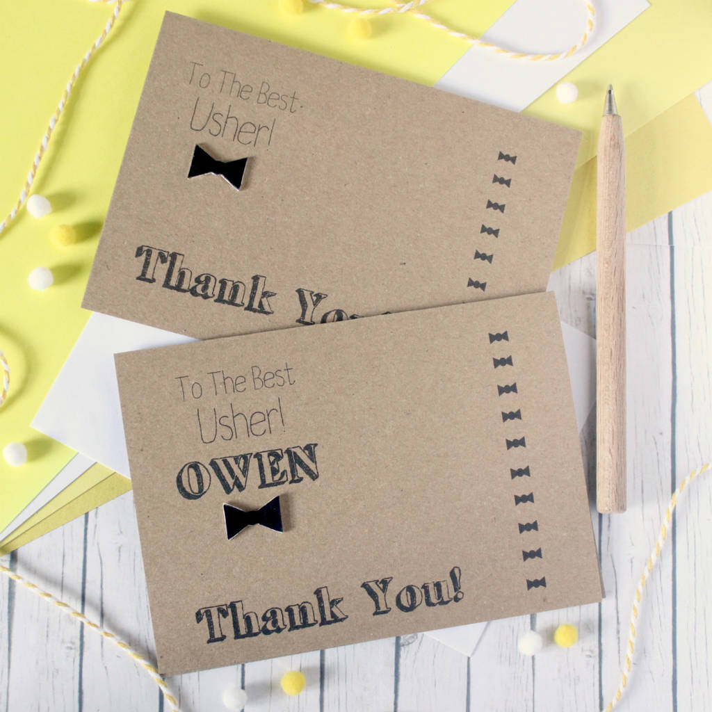Personalised 'Thank You' Usher Bow Tie Wedding Day Card, 1 of 6