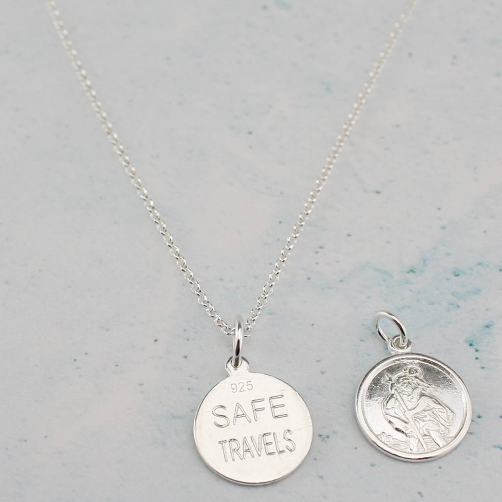 Sterling Silver Personalised St Christopher Pendant By Lucy Kemp Silver Jewellery 