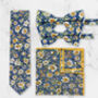 Wedding 100% Cotton Floral Print Tie In Blue And Yellow, thumbnail 1 of 9