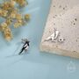 Sterling Silver Very Small Sterling Silver Magpie Bird Stud Earrings, thumbnail 3 of 11