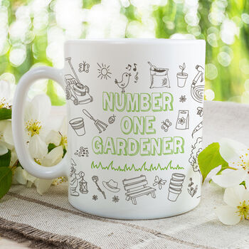 Number One Gardener Doodles Ceramic Mug, 3 of 3
