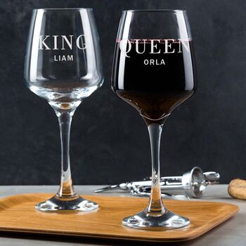 Personalised Engraved Wine Glasses Mr And Mrs Wedding Gifts, 4 of 6