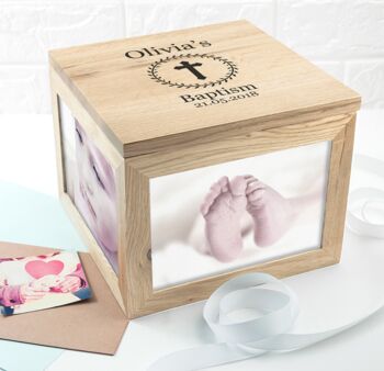Christening Oak Photo Keepsake Box, 2 of 3