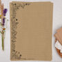 A4 Kraft Letter Writing Paper With Linear Flowers, thumbnail 1 of 4