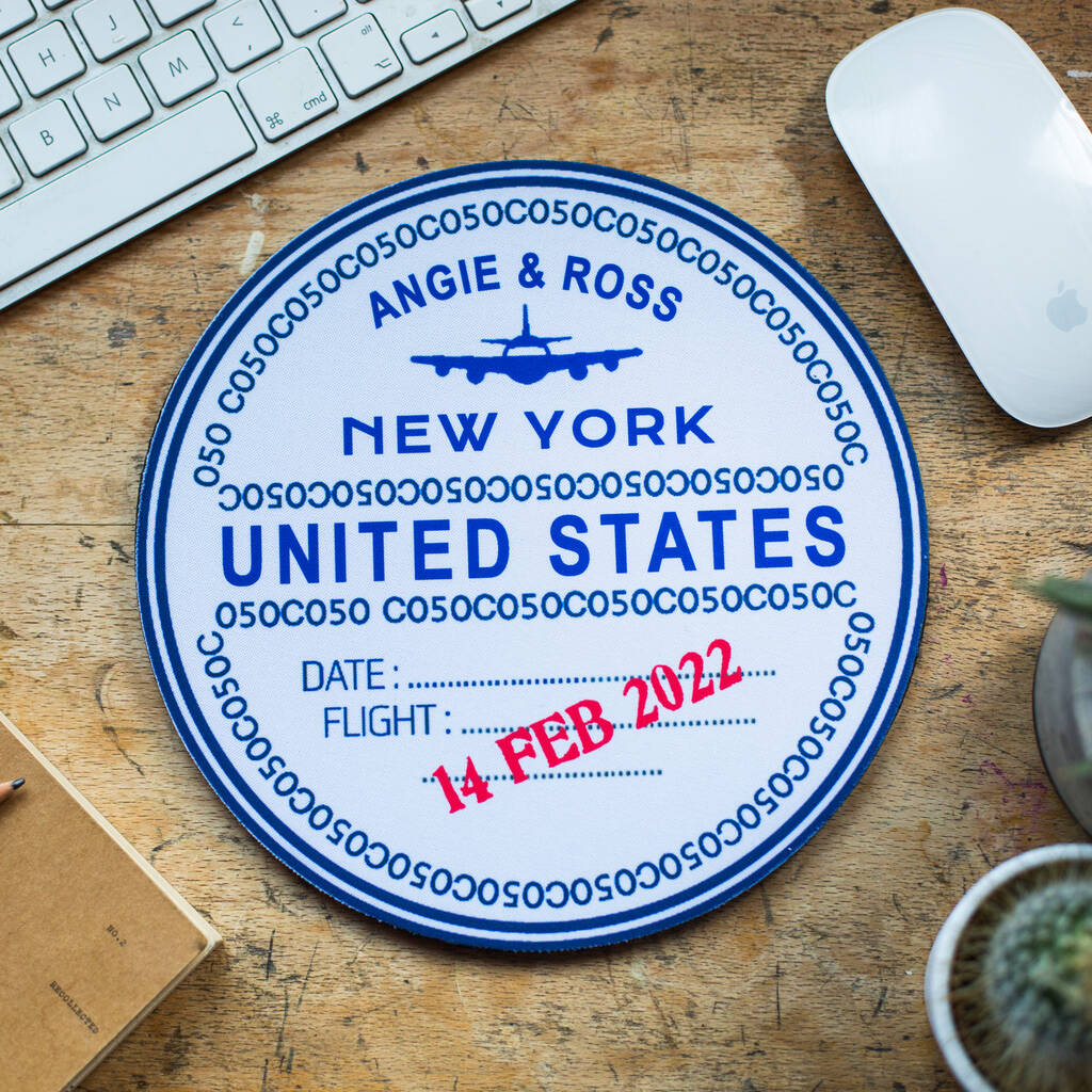 Personalised Passport Stamp Mouse Mat, 1 of 5