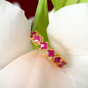 Square Ruby Half Eternity Ring, 2 of 6