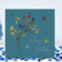 Butterfly And Flower Bud Birthday Card Blue Background, thumbnail 12 of 12