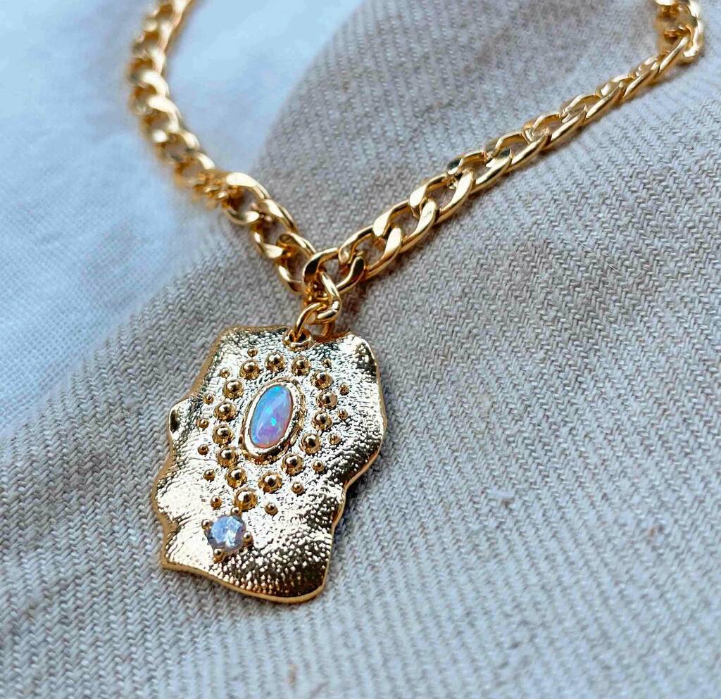 Aura Opal Pendant Statement Necklace, 1 of 4
