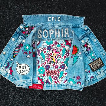 Baby Girl Personalised Hand Painted Denim Jacket, 2 of 11