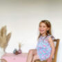 Girls Butterfly Cotton Pyjama Frilly Short Set, thumbnail 2 of 7