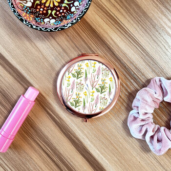 Wildflowers Rose Gold Compact Mirror, 6 of 9