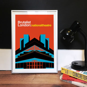 Brutalist London National Theatre Illustrated Poster, 3 of 3