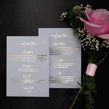 White And Gold Foil Wedding Information Card, 4 of 9