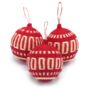 Red Patterned Christmas Baubles Pack Of Three, thumbnail 2 of 8