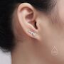 Sterling Silver Heart Crawler Earrings, thumbnail 2 of 11