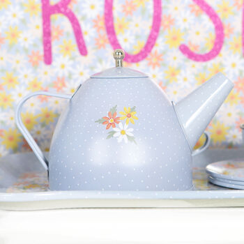 Toy Tea Set In A Personalised Bag, Choice Of Designs, 2 of 12