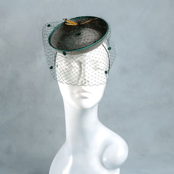 Green Birdcage Veil Butterfly Hat, 7 of 10