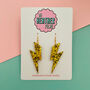 Gold Lightning Bolt Earrings Small And Large, thumbnail 1 of 2