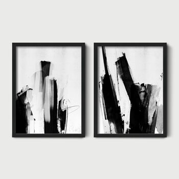 Black And White Abstract Scribble Prints Set Of Two By Green Lili ...