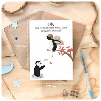 Penguins Funny Card For Dad Birthday Father's Day, 3 of 6