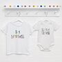 Dots And Dashes Unisex Brother Sister T Shirt Set, thumbnail 1 of 4