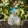 Teal And Turquoise Glass Flowers With Cut Glass Vase, thumbnail 7 of 10
