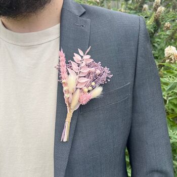 Pastel Dried Flower Buttonhole, 3 of 5