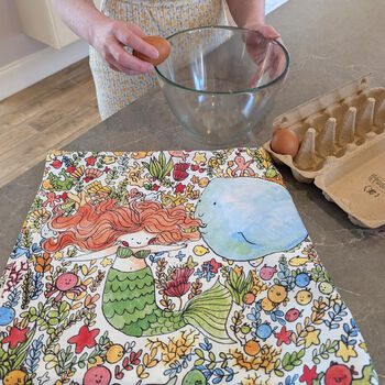 Mermaid And Whale Colourful Cotton Tea Towel, 2 of 3