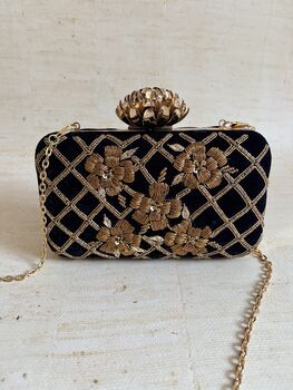 Black Velvet Handcrafted Clutch Purse, 4 of 8