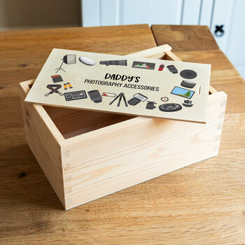 Personalised Photography Accessories Storage Box With Sliding Lid, 5 of 5