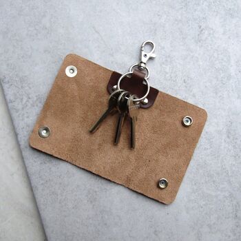 Handmade Personalised Black Leather Key Case, 2 of 5