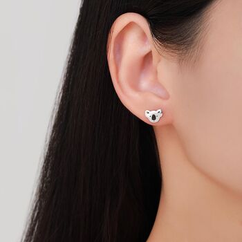 Koala Bear Stud Earrings In Sterling Silver, 5 of 10