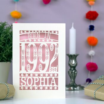Personalised Papercut Born In 1992 30th Birthday Card, 3 of 4