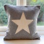 Light Grey Handmade Wool Cushion With Star, thumbnail 4 of 4