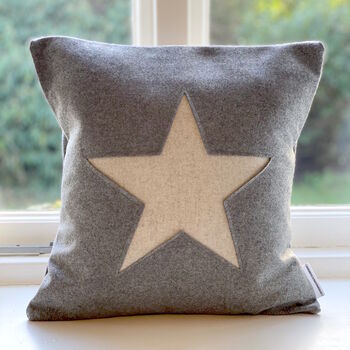Light Grey Handmade Wool Cushion With Star, 4 of 4