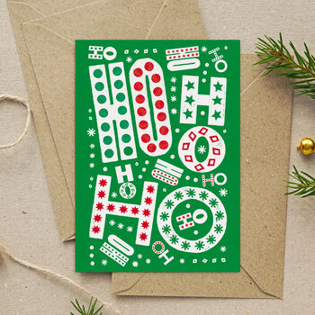 Ho Ho Ho Green Christmas Card, 2 of 6